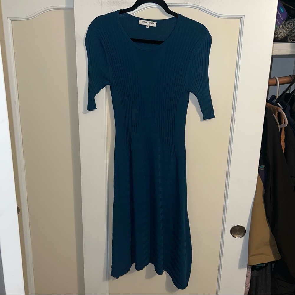Opening Ceremony Teal Asymmetrical Mid-Length Dress in Medium - Picture 2 of 15